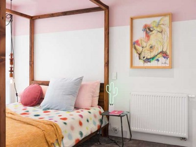 Modern bedroom with radiator