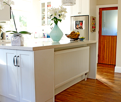Radiator in kitchen island
