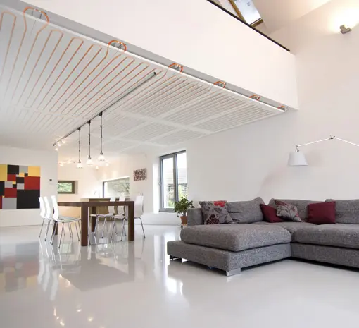 Variotherm ceiling and wall heating cooling